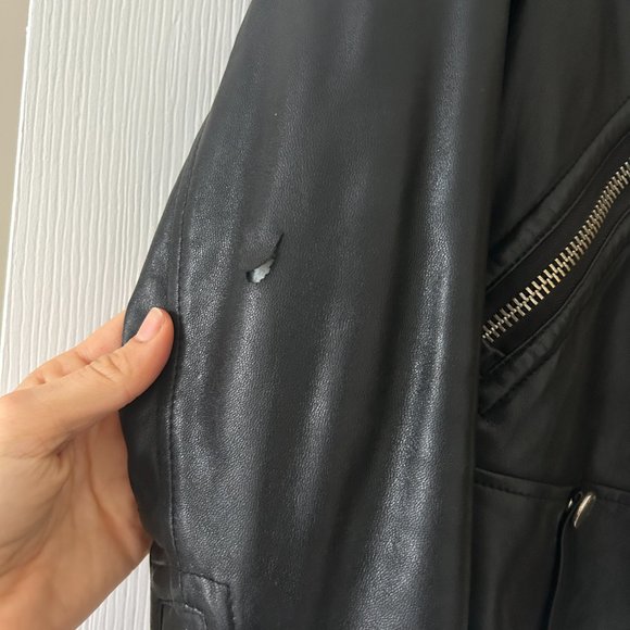 THE ARRIVALS LEATHER BIKER JACKET - Picture 5 of 5